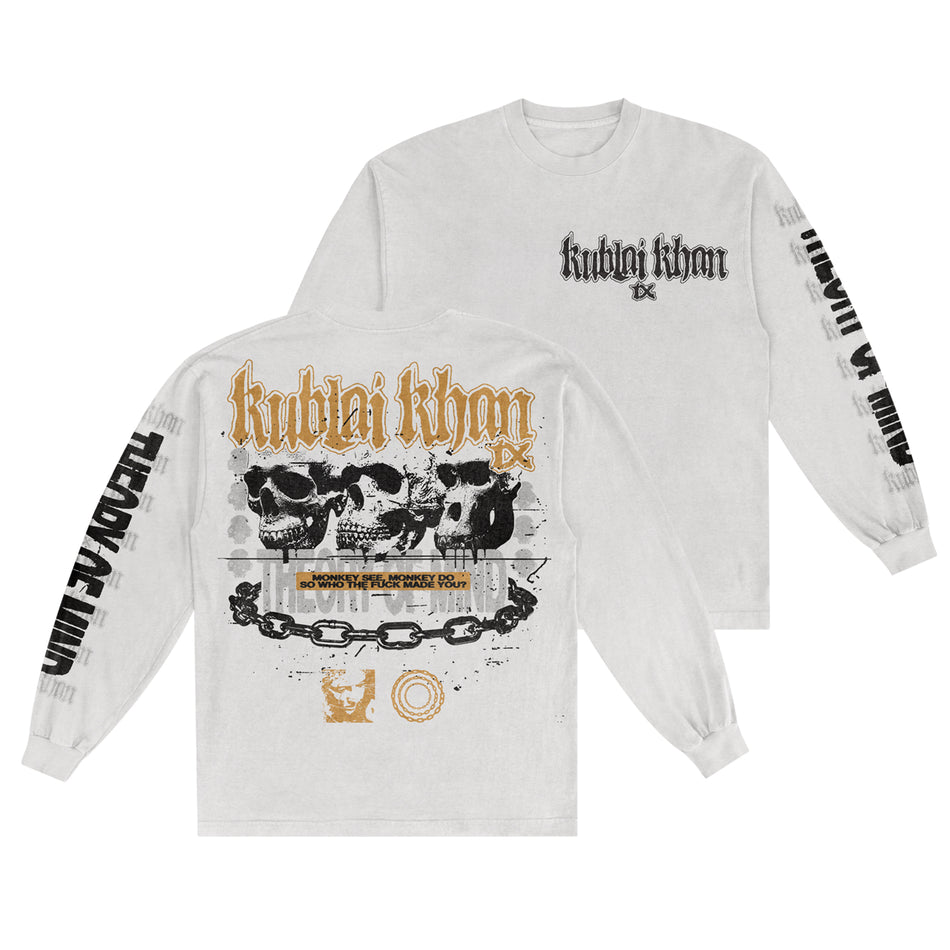 Kublai Khan TX - Monkey See Monkey Do - Longsleeve Tee（ホワイト）