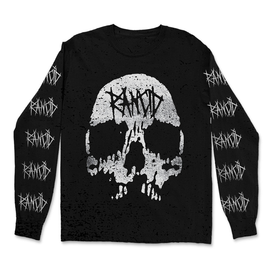 Rancid -Distressed Skull Long Sleeve - ブラック