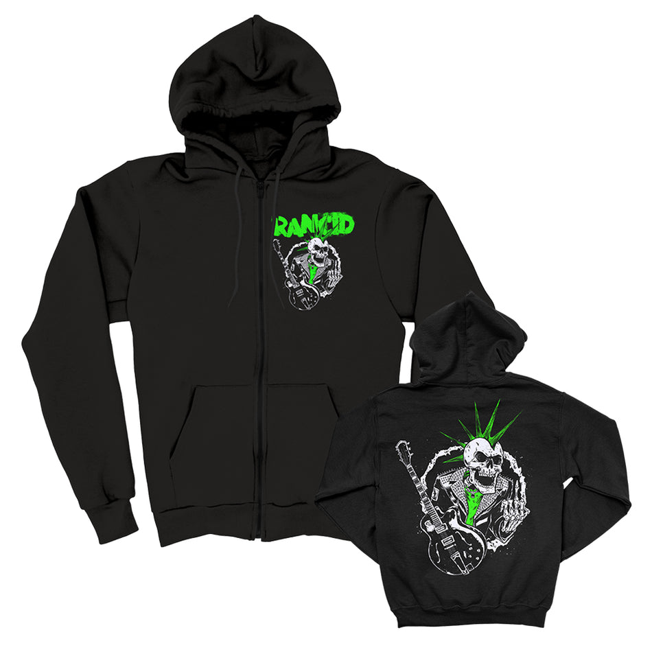 Rancid - Skeletim Guitar Zip Up Hoodie  - ブラック