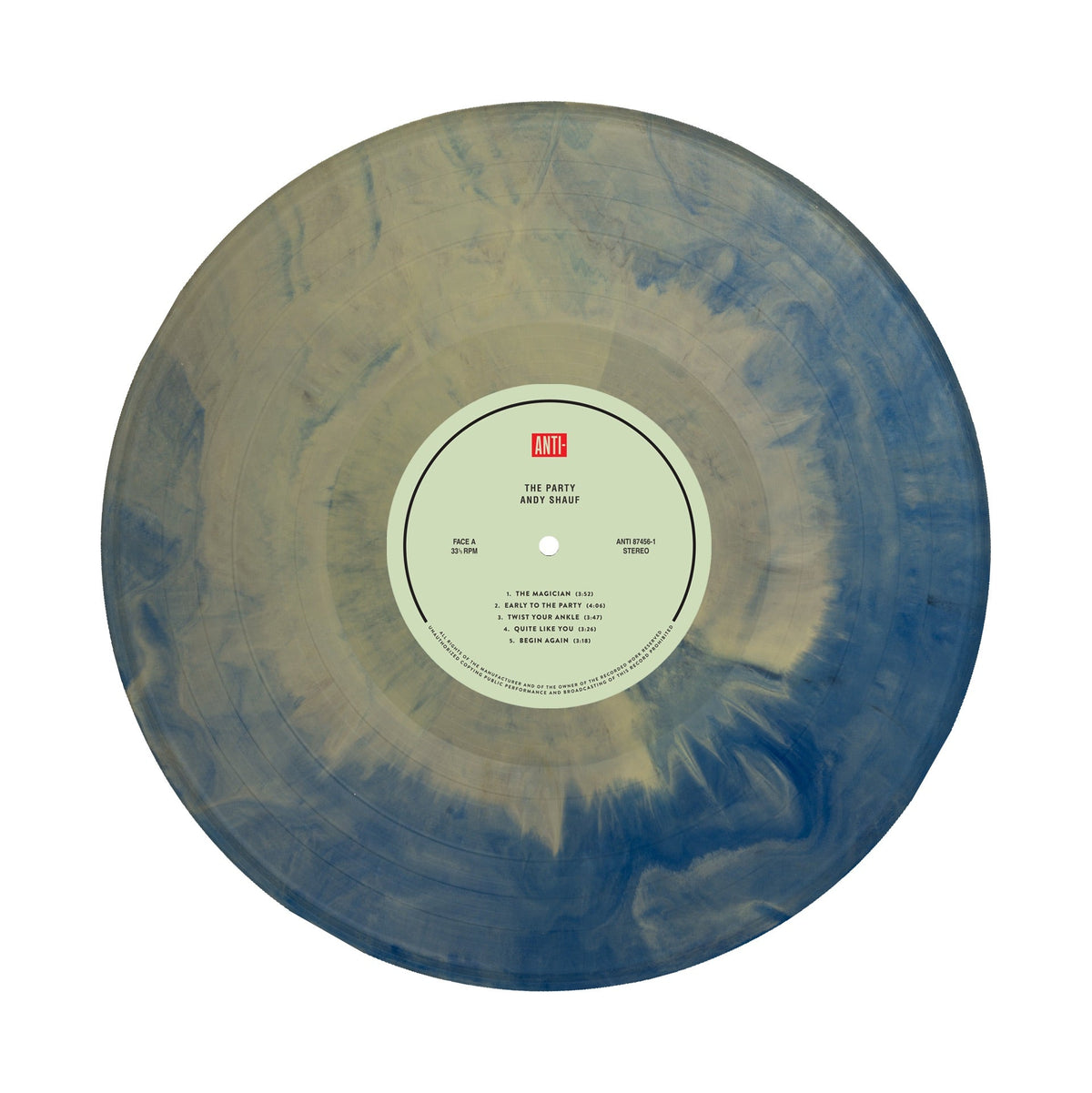 Andy Shauf The Party 10th Anniversary Edition blue bone splash vinyl detail