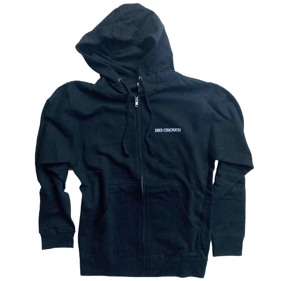 Big Crown Embroidered Zip Up Hoodie (Black)
