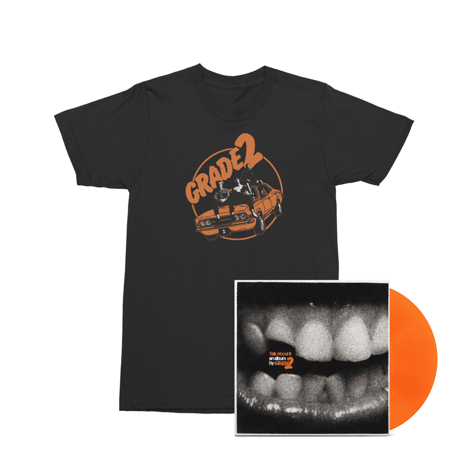 Grade 2 - Talk About It LP (Translucent Orange) + Car T-Shirt (Black) Bundle