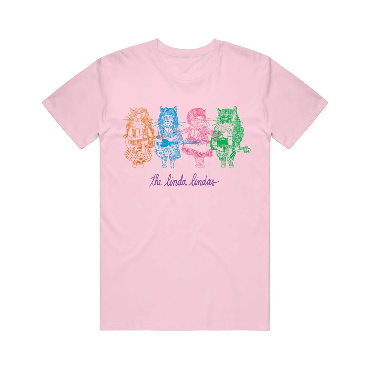 The Linda Lindas リンダ・リンダズ- Growing Up Cats Tシャツ (ピンク)